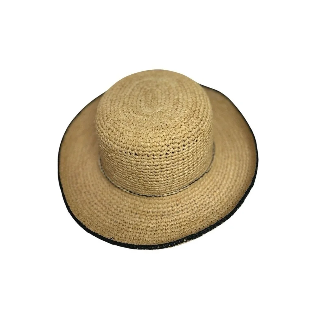 Scala Collection Women's Rolled Brim Woven Natural Sun Hat Resort Beach Coastal